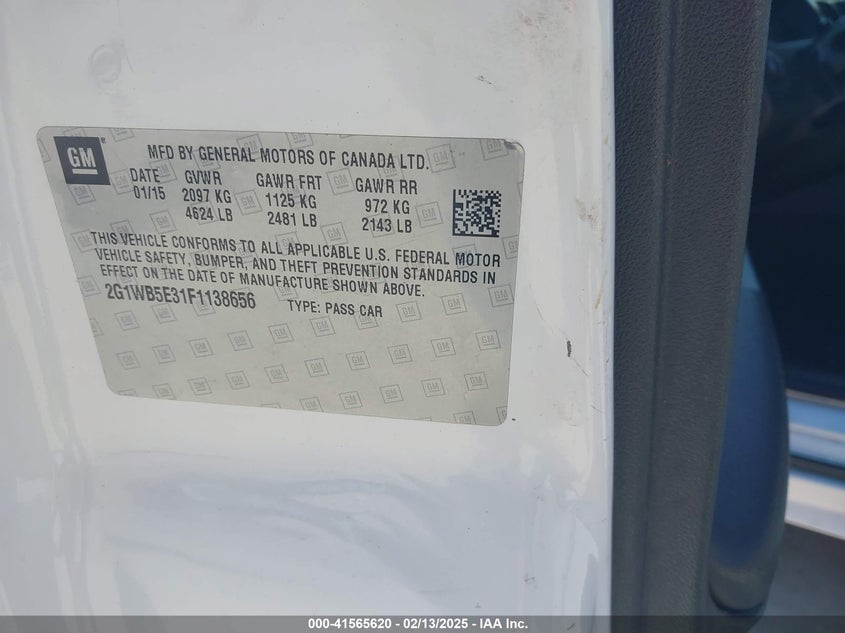 2015 CHEVROLET IMPALA LIMITED LT - 2G1WB5E31F1138656