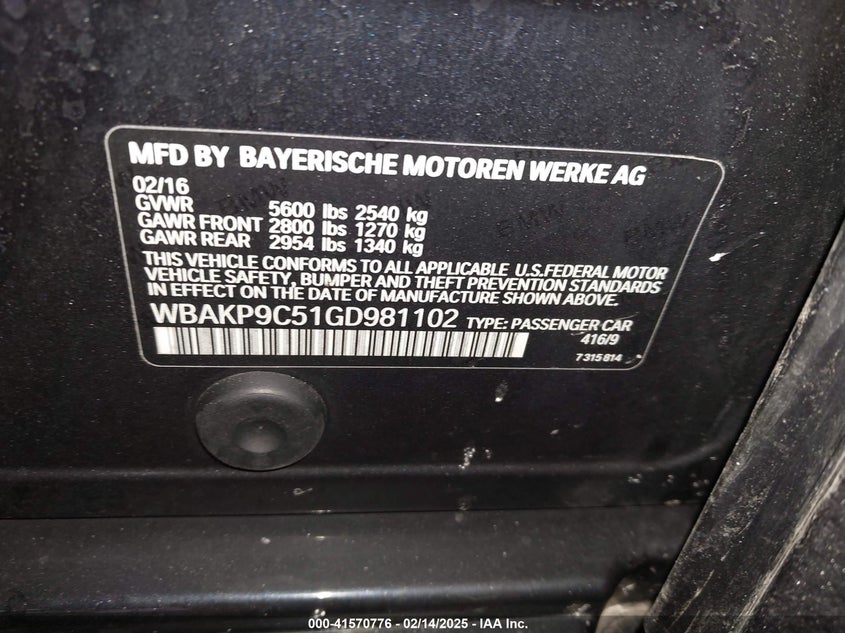 2016 BMW 550I XDRIVE - WBAKP9C51GD981102
