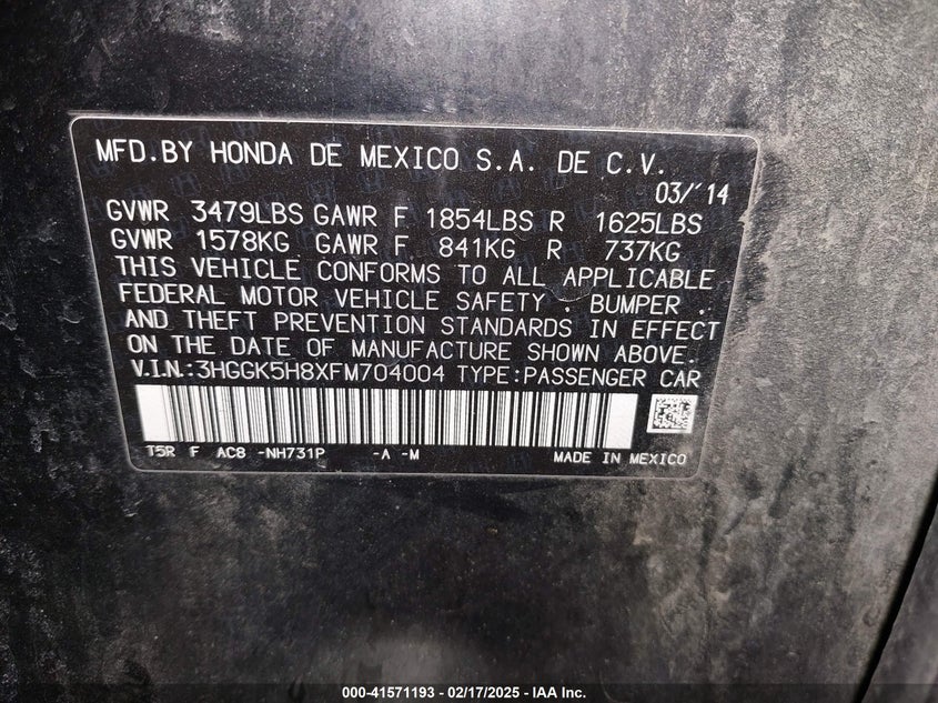 2015 HONDA FIT EX/EX-L - 3HGGK5H8XFM704004