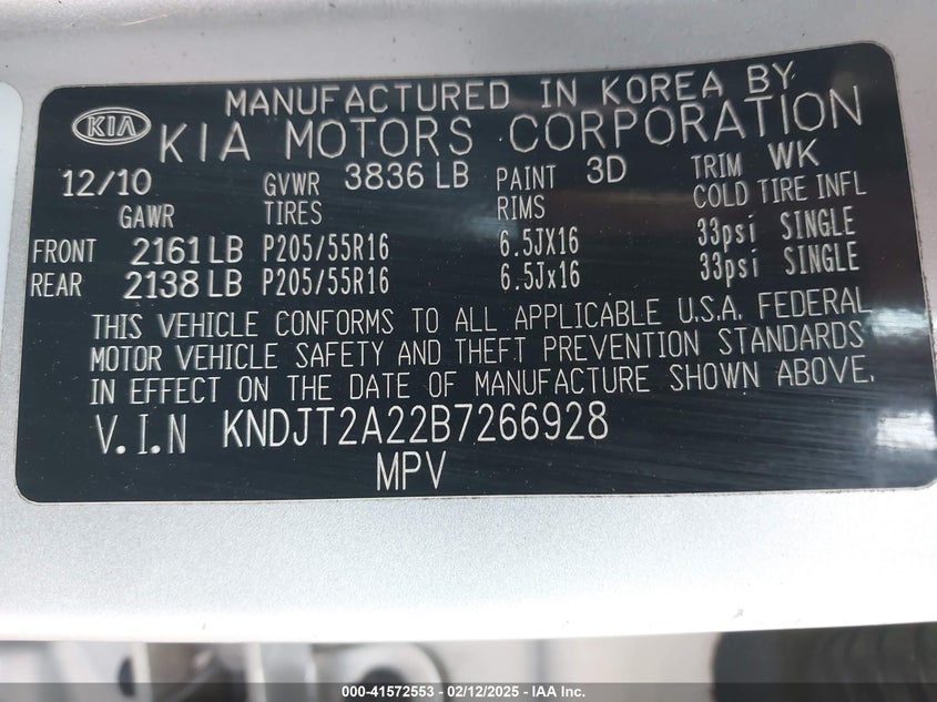 2011 KIA SOUL VIN: KNDJT2A22B7266928