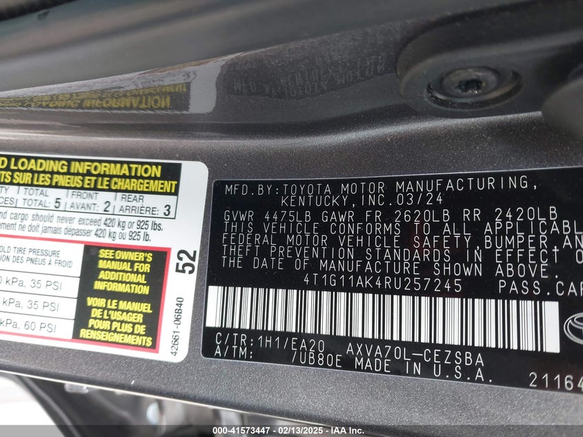 2024 TOYOTA CAMRY SE - 4T1G11AK4RU257245