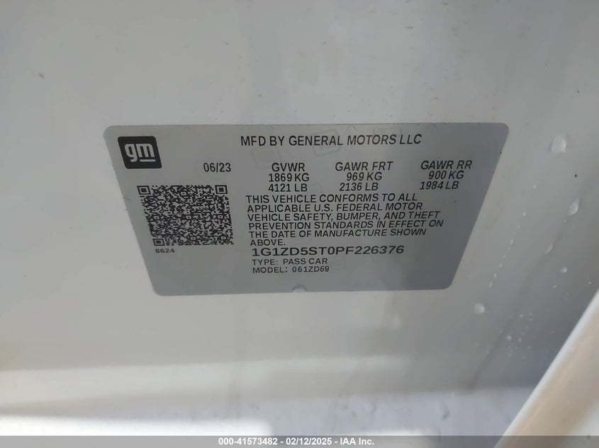 2023 CHEVROLET MALIBU VIN: 1G1ZD5ST0PF226376