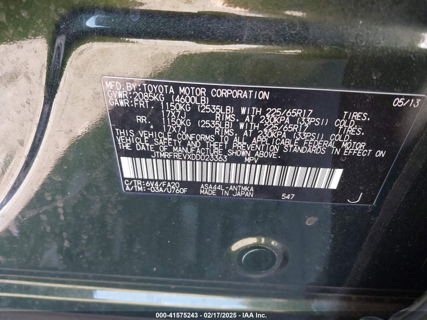 2013 TOYOTA RAV4 XLE - JTMRFREVXDD023363