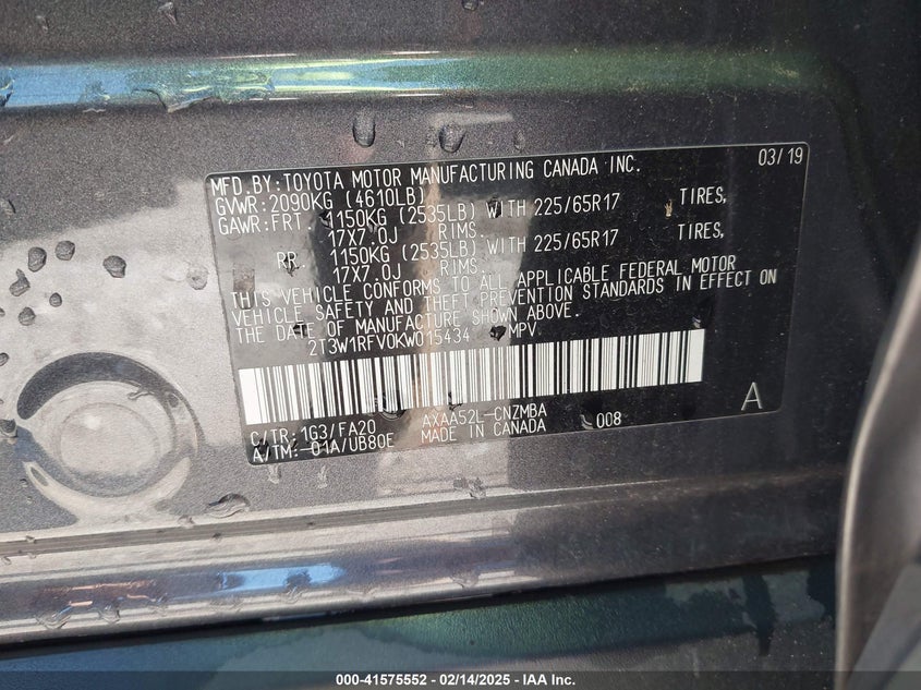 2019 TOYOTA RAV4 XLE - 2T3W1RFV0KW015434