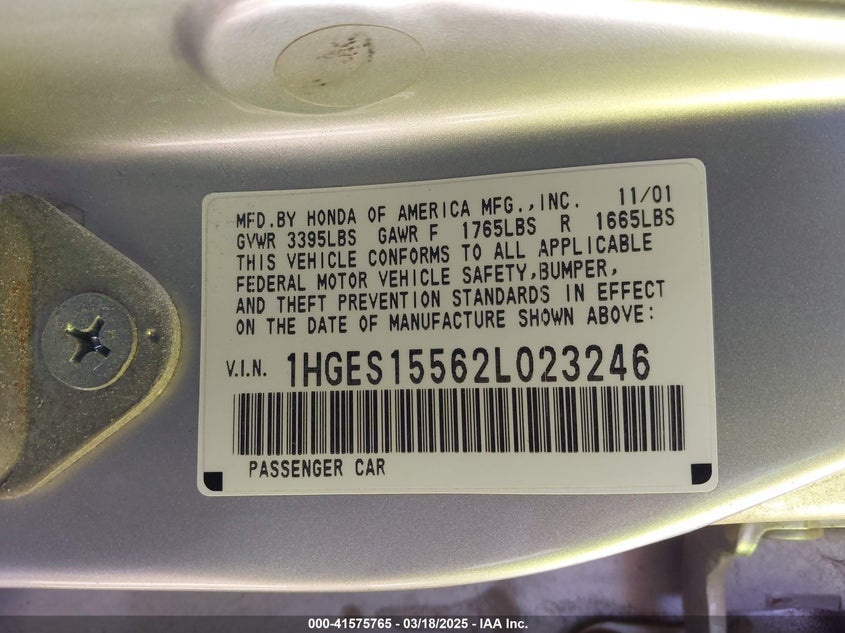 1HGES15562L023246 2002 HONDA CIVIC photo no. 9