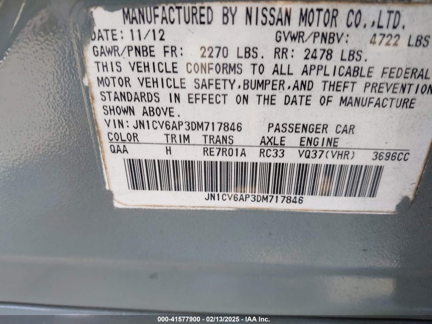 2013 INFINITI G37 JOURNEY - JN1CV6AP3DM717846