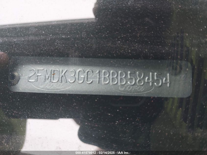 2011 Ford Edge Se VIN: 2FMDK3GC1BBB58454 Lot: 41578012