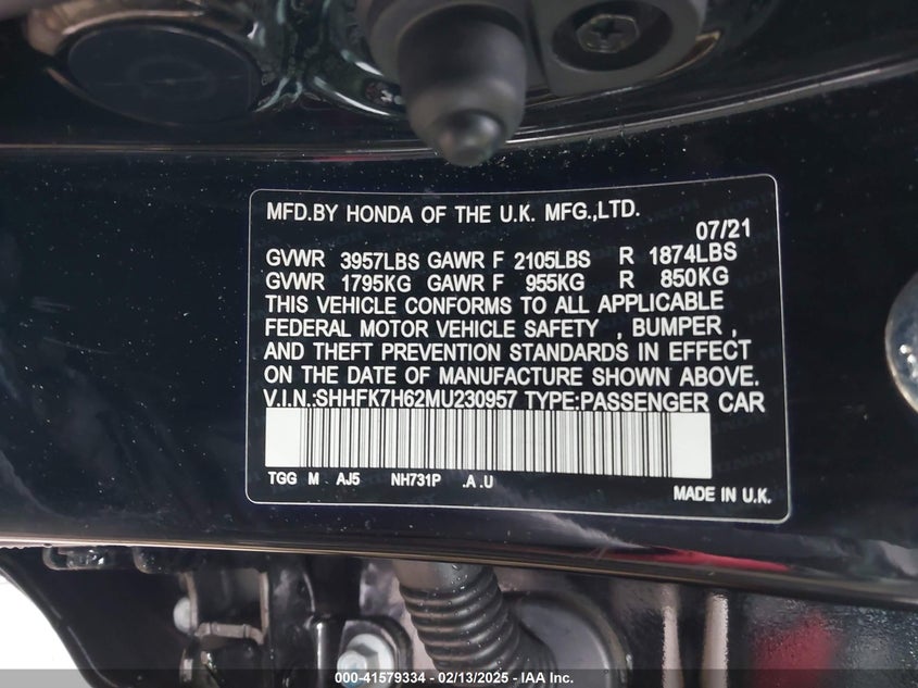 2021 HONDA CIVIC EX - SHHFK7H62MU230957