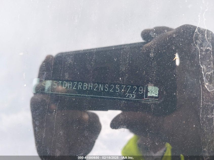 2022 Toyota Highlander Le VIN: 5TDBZRBHXNS224421 Lot: 41580650