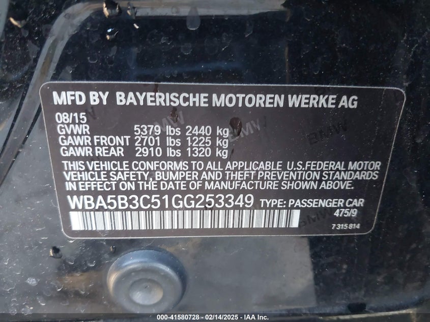 2016 BMW 535I XDRIVE - WBA5B3C51GG253349