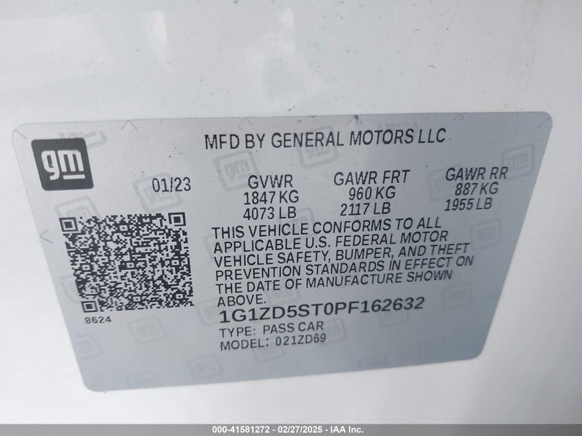 2023 CHEVROLET MALIBU VIN: 1G1ZD5ST0PF162632