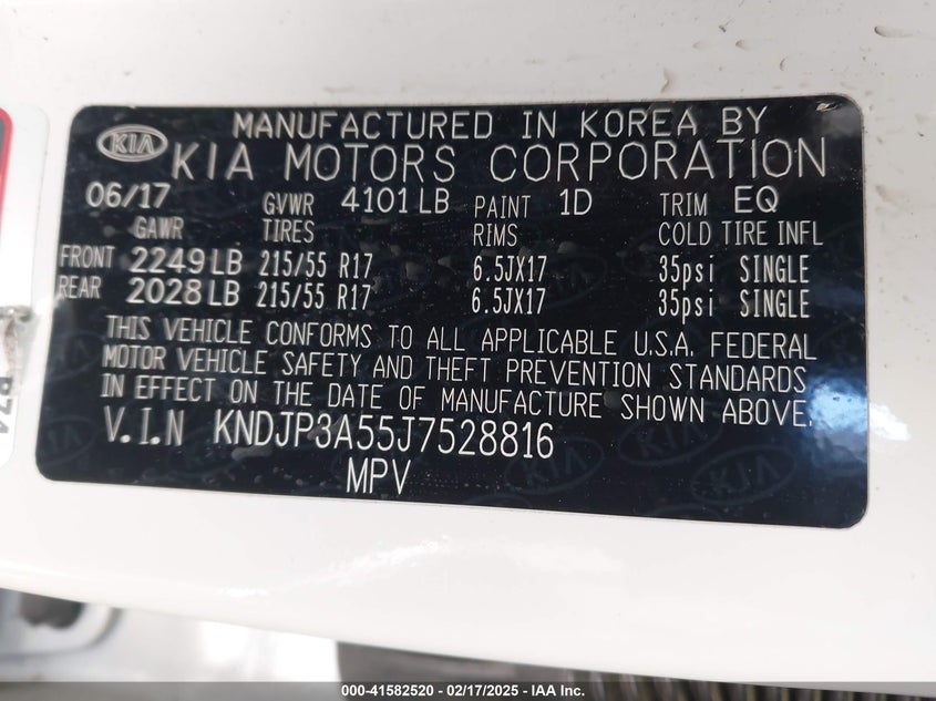 2018 Kia Soul + VIN: KNDJP3A55J7528816 Lot: 41582520