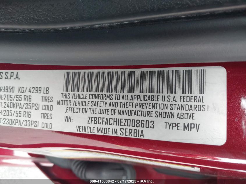 2014 Fiat 500L Lounge VIN: ZFBCFACH1EZ008603 Lot: 41583042