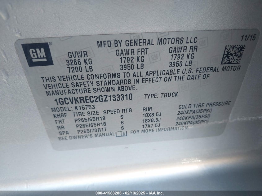 2016 CHEVROLET SILVERADO 1500 1LT - 1GCVKREC2GZ133310