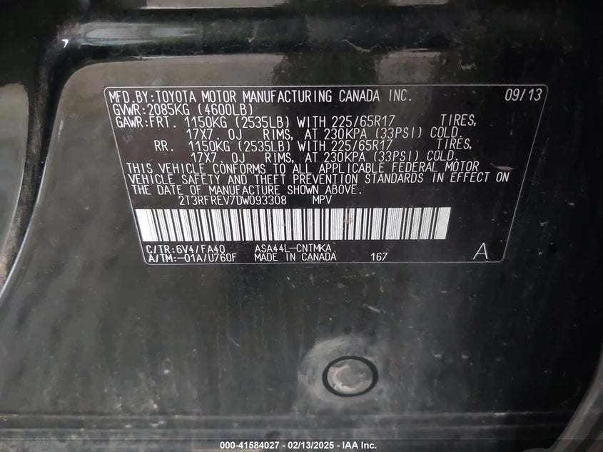 2013 TOYOTA RAV4 XLE - 2T3RFREV7DW093308