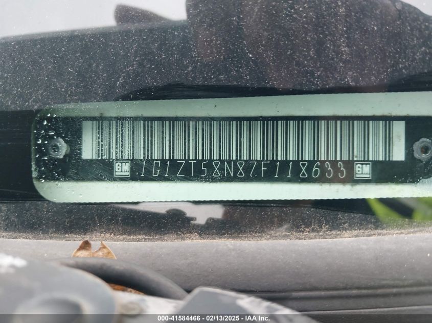 2007 Chevrolet Malibu Lt VIN: 1G1ZT58N87F118633 Lot: 41584466