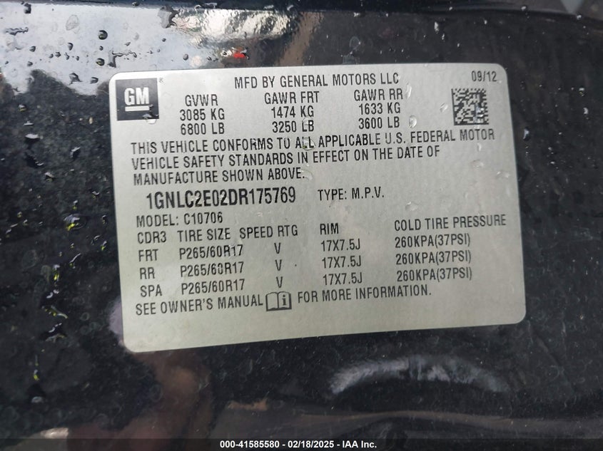 1GNLC2E02DR175769 2013 CHEVROLET TAHOE photo no. 9