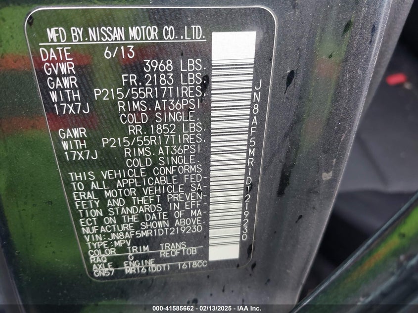 2013 NISSAN JUKE S - JN8AF5MR1DT219230