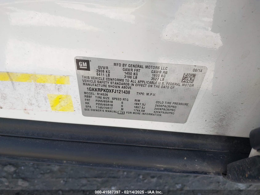 2015 GMC ACADIA SLE-2 - 1GKKRPKDXFJ121438