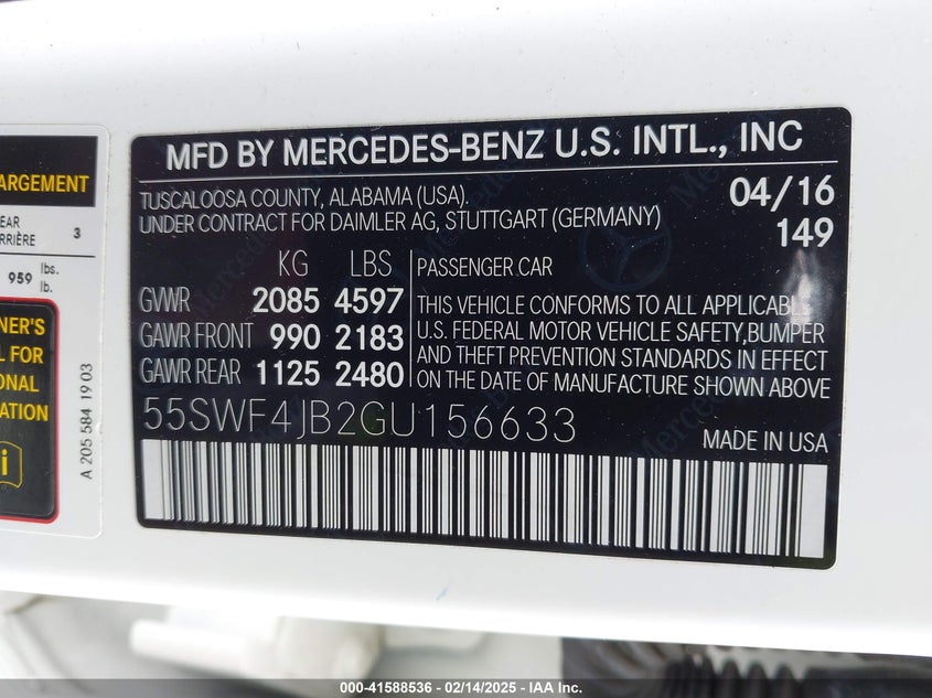 2016 MERCEDES-BENZ C 300 LUXURY/SPORT - 55SWF4JB2GU156633