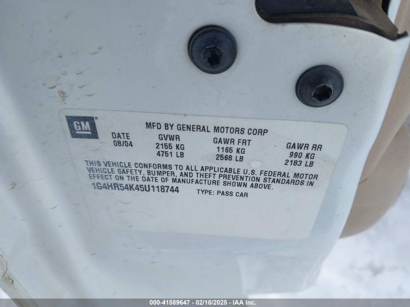 2005 Buick Lesabre Limited VIN: 1G4HR54K45U118744 Lot: 41589647
