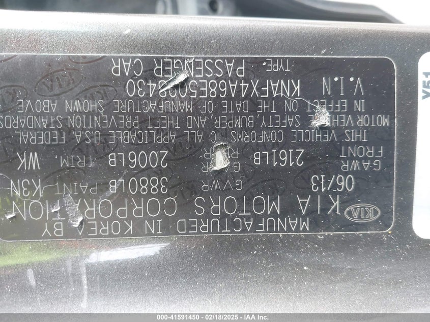 2014 KIA FORTE VIN: KNAFX4A68E5098430