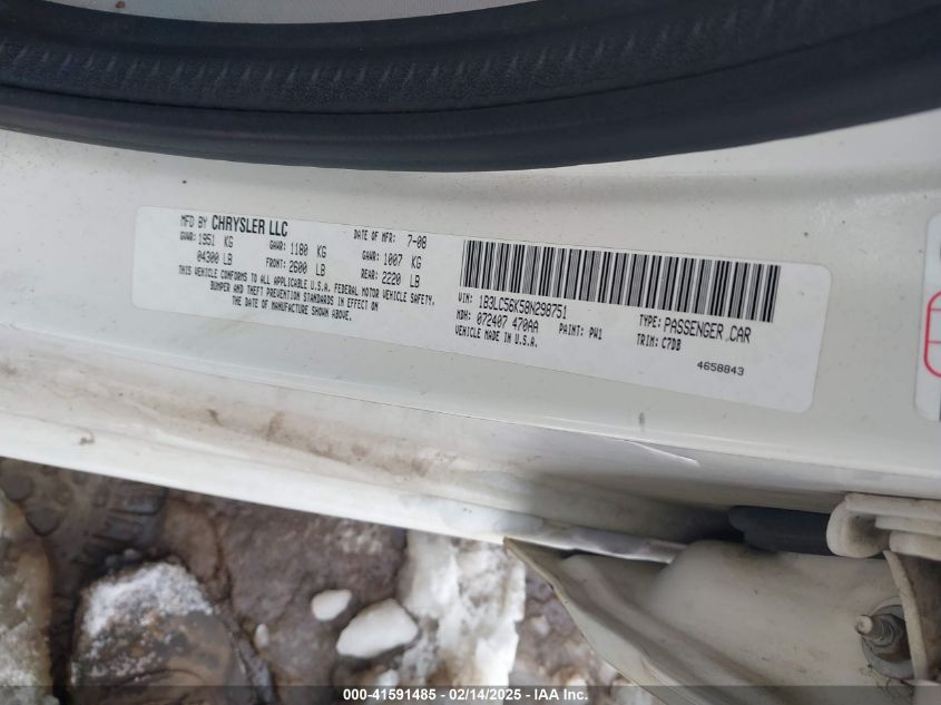 2008 Dodge Avenger Sxt VIN: 1B3LC56K58N298751 Lot: 41591485