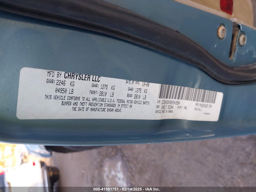2009 CHRYSLER 300 VIN: 2C3KA33V69H543994
