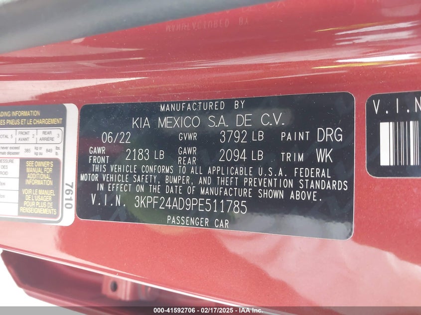 2023 KIA FORTE LXS - 3KPF24AD9PE511785