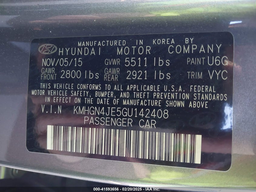 2016 HYUNDAI GENESIS 3.8 - KMHGN4JE5GU142408