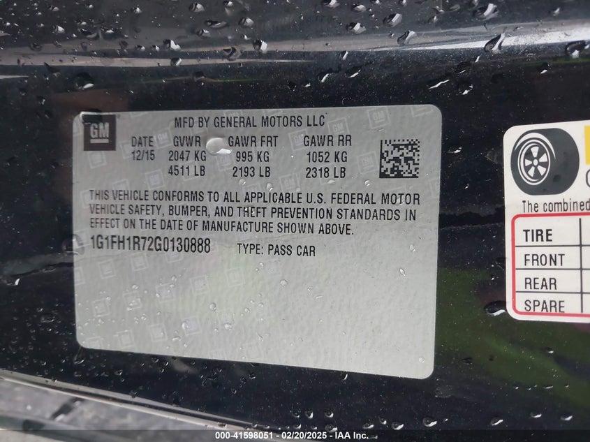 2016 Chevrolet Camaro 2Ss VIN: 1G1FH1R72G0130888 Lot: 41598051