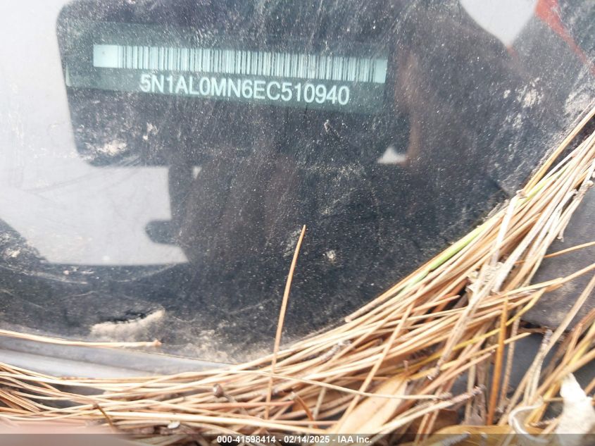 2014 Infiniti Qx60 VIN: 5N1AL0MN6EC510940 Lot: 41598414