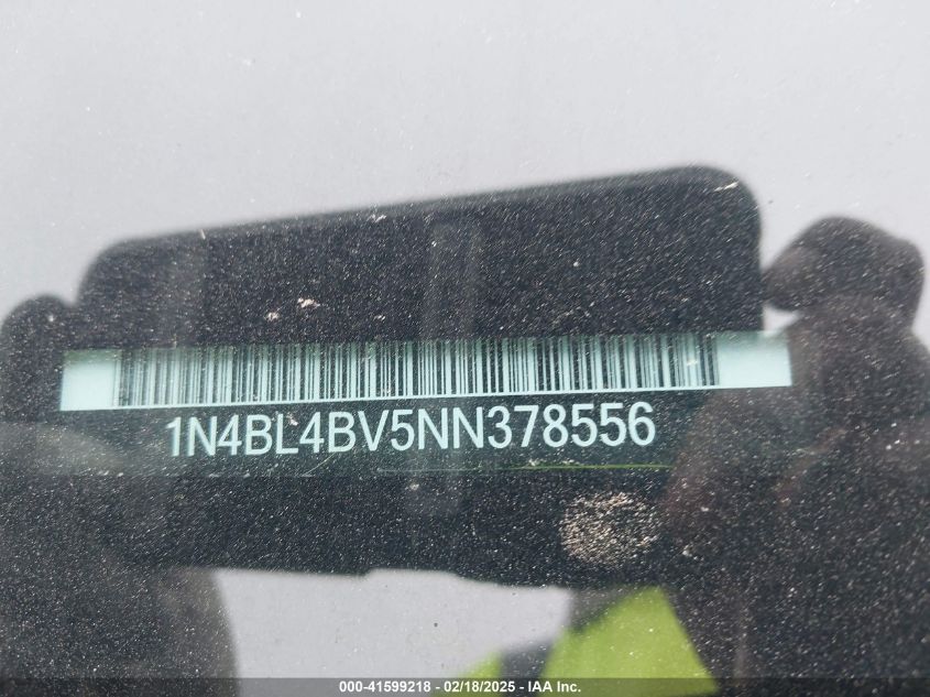 2022 Nissan Altima S Fwd VIN: 1N4BL4BV5NN378556 Lot: 41599218