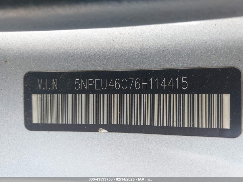 2006 HYUNDAI SONATA VIN: 5NPEU46C76H114415