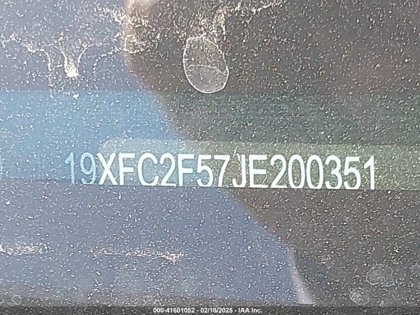 2018 HONDA CIVIC VIN: 19XFC2F57JE200351