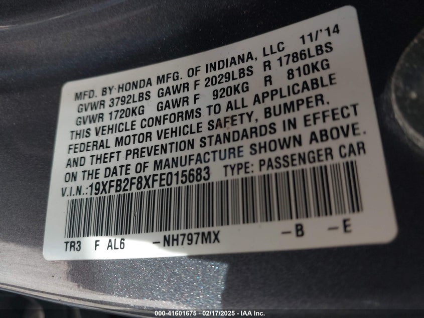 2015 HONDA CIVIC EX - 19XFB2F8XFE015683