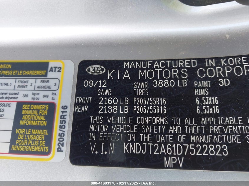 2013 KIA SOUL VIN: KNDJT2A61D7522823