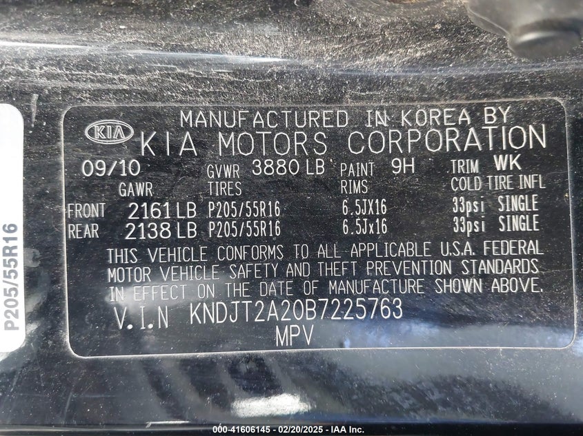 2011 KIA SOUL VIN: KNDJT2A20B7225763
