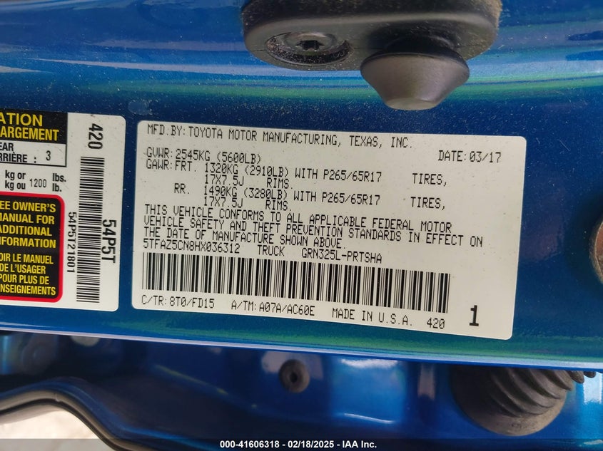 2017 TOYOTA TACOMA TRD SPORT - 5TFAZ5CN8HX036312