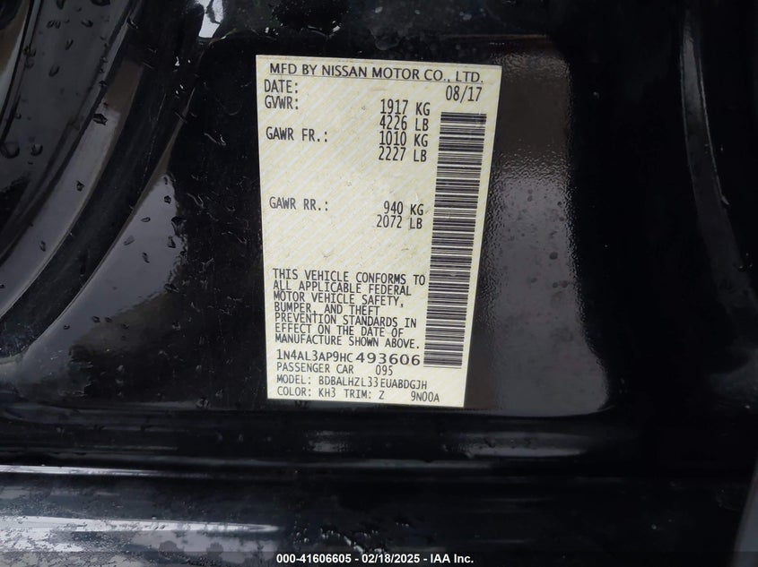 2017 NISSAN ALTIMA 2.5 SR - 1N4AL3AP9HC493606