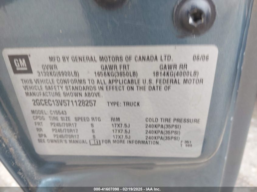 2007 Chevrolet Silverado 1500 Classic Ls VIN: 2GCEC13V571128257 Lot: 41607098