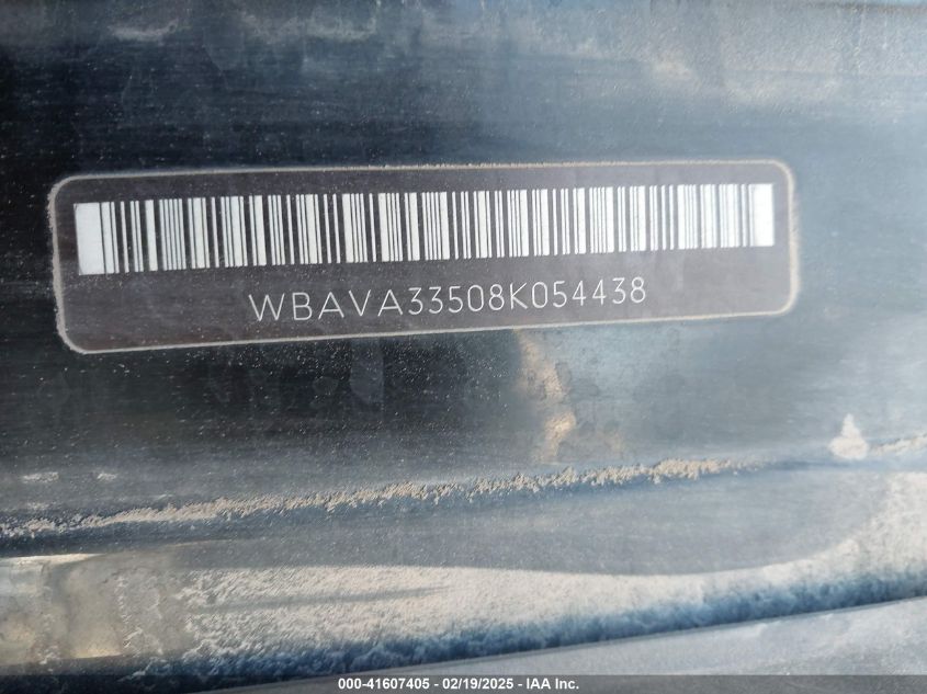 2008 BMW 328I VIN: WBAVA33508K054438 Lot: 41607405