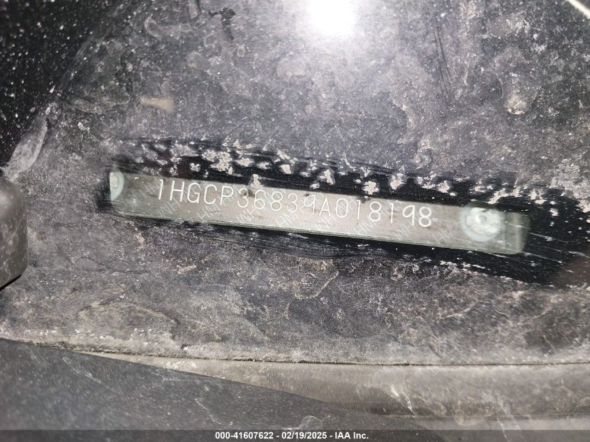 2009 Honda Accord 3.5 Ex-L VIN: 1HGCP36839A018198 Lot: 41607622