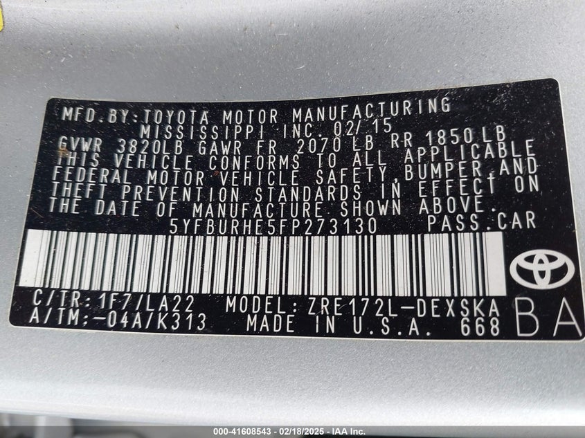 2015 TOYOTA COROLLA S PREMIUM - 5YFBURHE5FP273130