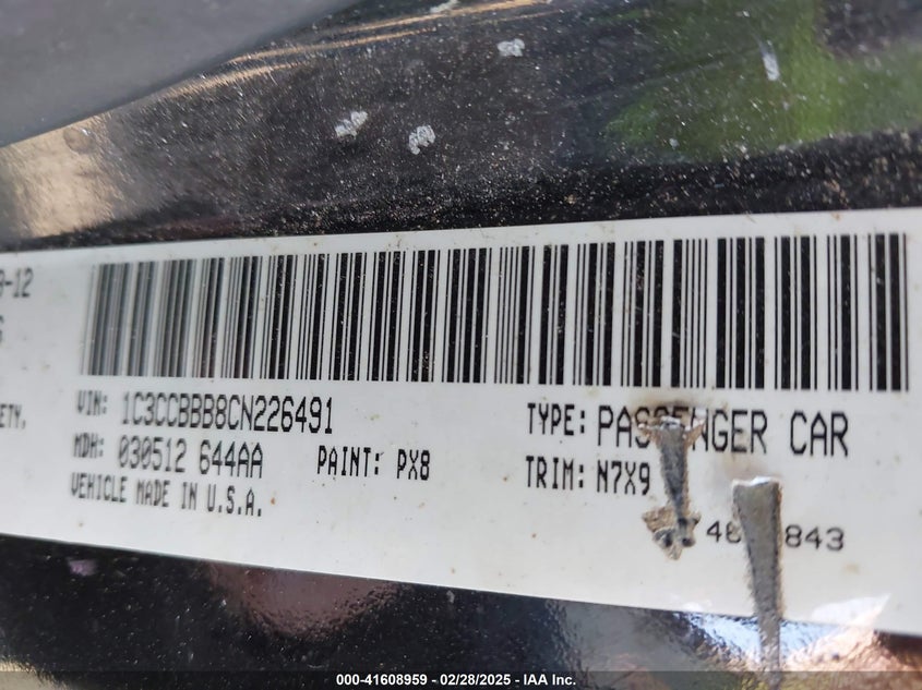 2012 CHRYSLER 200 VIN: 1C3CCBBB8CN226491