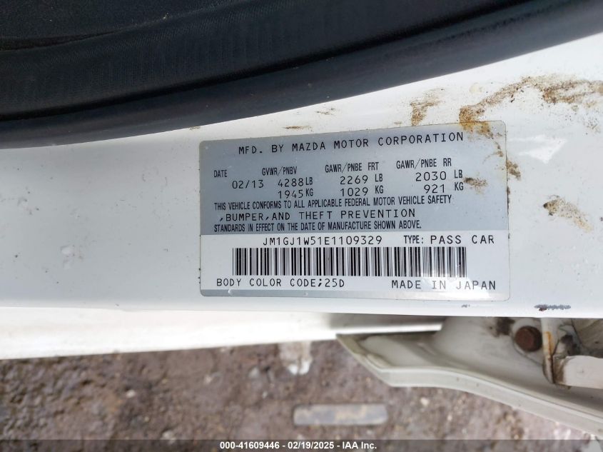 2014 Mazda Mazda6 I Grand Touring VIN: JM1GJ1W51E1109329 Lot: 41609446