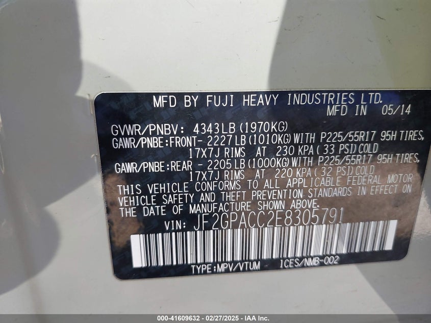 2014 SUBARU XV CROSSTREK 2.0I PREMIUM - JF2GPACC2E8305791