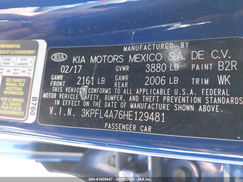 2017 KIA FORTE LX - 3KPFL4A76HE129481