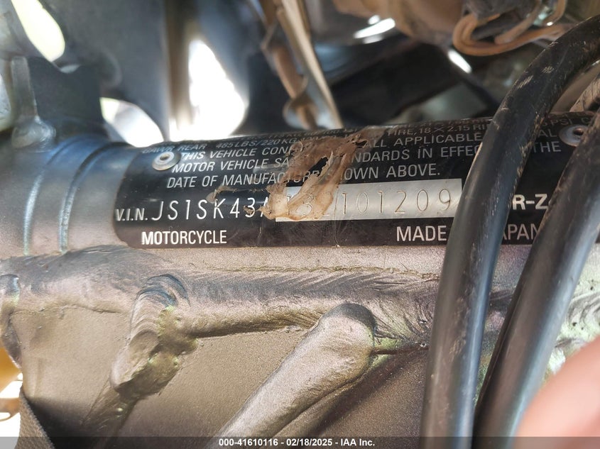 2003 Suzuki Dr-Z400 S VIN: JS1SK43A132101209 Lot: 41610116