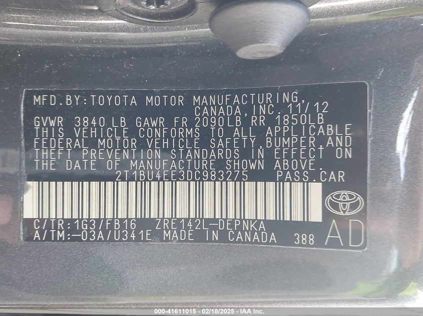 2013 TOYOTA COROLLA LE - 2T1BU4EE3DC983275